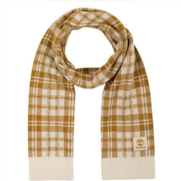 Timberland wheat colored buffalo plaid scarf - Picture 2 of 8